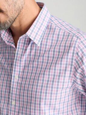 Untuckit Dolcetto Shirt in Pink and Blue Check Stripe Size XXL